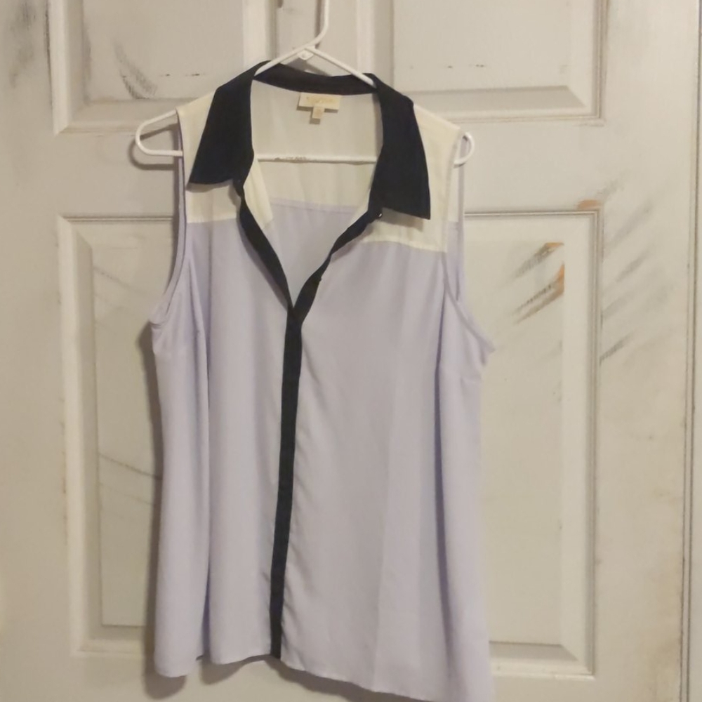 Lavender Sleeveless Collared Top